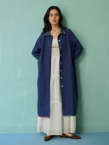 Kara Long Linen Overlay - Indigo