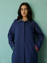 Kara Long Linen Overlay - Indigo