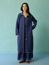 Kara Long Linen Overlay - Indigo