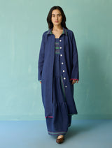 Kara Long Linen Overlay - Indigo