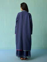 Pera Border Linen Co-ord Set - Indigo