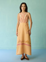 Sira Border Linen Floral Co-ord Set - Apricot