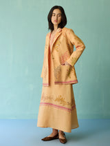 Arya Block Printed Floral Blazer - Apricot