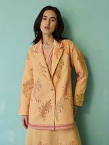 Arya Block Printed Floral Blazer - Apricot