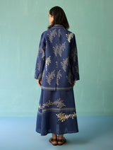 Sira Border Linen Floral Co-ord Set - Indigo