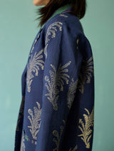 Sira Border Linen Floral Co-ord Set - Indigo