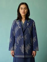 Sira Border Linen Floral Co-ord Set - Indigo