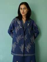 Sira Border Linen Floral Co-ord Set - Indigo