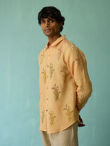 Arden Block-Printed Floral Shirt - Apricot