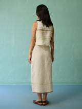 Eon Hand-Embroidered Floral Vest Co-ord Set - Ivory