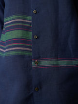 Daniel Border Stripe Linen Shirt - Indigo