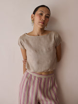 Rimi Linen Crop Top - Natural