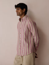 Darra Classic Collar Stripe Linen Shirt - Natural