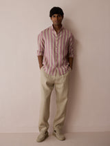 Darra Classic Collar Stripe Linen Shirt - Natural