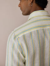 Darra Classic Collar Stripe Linen Shirt - Ivory