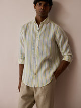 Darra Classic Collar Stripe Linen Shirt - Ivory