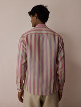 Ari Stripe Linen Block-Printed Shirt - Natural