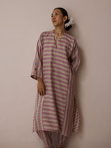 Parvee Block-Printed Linen Kurta Set - Natural