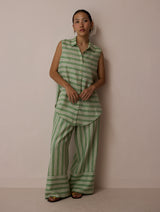 Ello Block-Printed Linen Co-ord Set - Fern