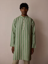 Haka Patchwork Linen Kurta - Fern