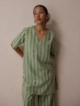 Selle Linen Applique Kurta Set - Fern
