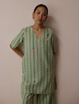 Selle Linen Applique Kurta Set - Fern