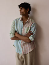 Akana Block-Printed Patchwork Linen Shirt
