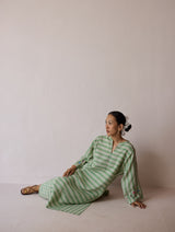 Parvee Block-Printed Linen Kurta Set - Fern