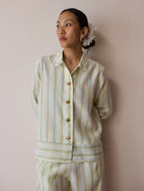 Erra Block-Printed Stripe Linen Shirt - Ivory