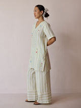 Selle Linen Applique Kurta Set - Ivory