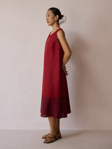 Kalon Ombre Linen Dress - Heirloom Red