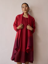 Kiya Ombre Hand-Dyed Linen Dress & Overlay - Heirloom Red