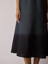 Kiya Ombre Hand-Dyed Linen Dress & Overlay- Charcoal