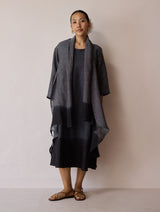 Kiya Ombre Hand-Dyed Linen Dress & Overlay- Charcoal
