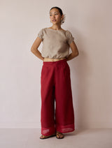 Lagom Wide Leg Linen Pants - Heirloom Red