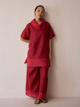 Kora Cowl-Neck Co-ord Set - Heirloom Red