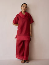 Kora Cowl-Neck Co-ord Set - Heirloom Red