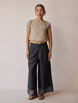 Lagom Wide Leg linen Pants - Charcoal