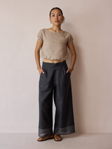 Lagom Wide Leg linen Pants - Charcoal