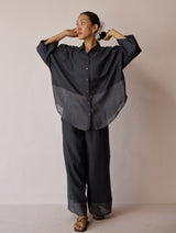 Cassa Linen Patchwork Co-ord Set - Charcoal