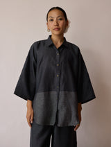 Cassa Linen Patchwork Co-ord Set - Charcoal