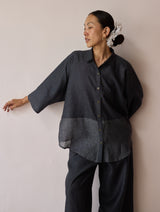 Cassa Linen Patchwork Co-ord Set - Charcoal
