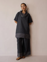 Kora Cowl-Neck Co-ord Set - Charcoal