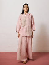 Rin Metallic Linen Co-ord - Pink