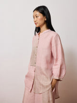 Rin Metallic Linen Shirt - Pink