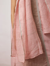 Ura Hand-Embroidered Metallic Linen Kurta Set - Pink