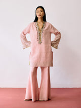 Naar Hand-Embroidered Metallic Kurta Set - Pink