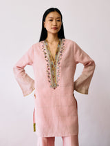 Naar Hand-Embroidered Metallic Kurta Set - Pink