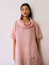 Zaran Cowl Neck Metallic Dress - Pink