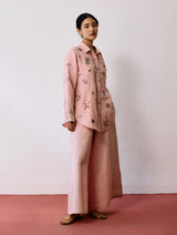 Mansa Floral Hand-Embroidered Co-ord - Pink